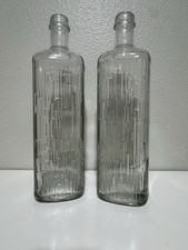 Set Of 2 750ml Clear Glass Screw Top Bottles With Rectangular Pattern