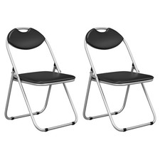 2 PCS Folding U Shape Chairs Furniture Home Outdoor Picnic Portable Black