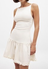 Nakd Fashion Open Back Mini Frill Dress Ivory Drop Waist Size Small