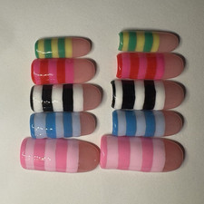 Multicolor Striped Shiny Oval Full Cover Pre-...