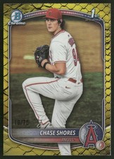 Chase Shores 2025 Bowman Draft Yellow Reptilian Refractor #/75 Angels