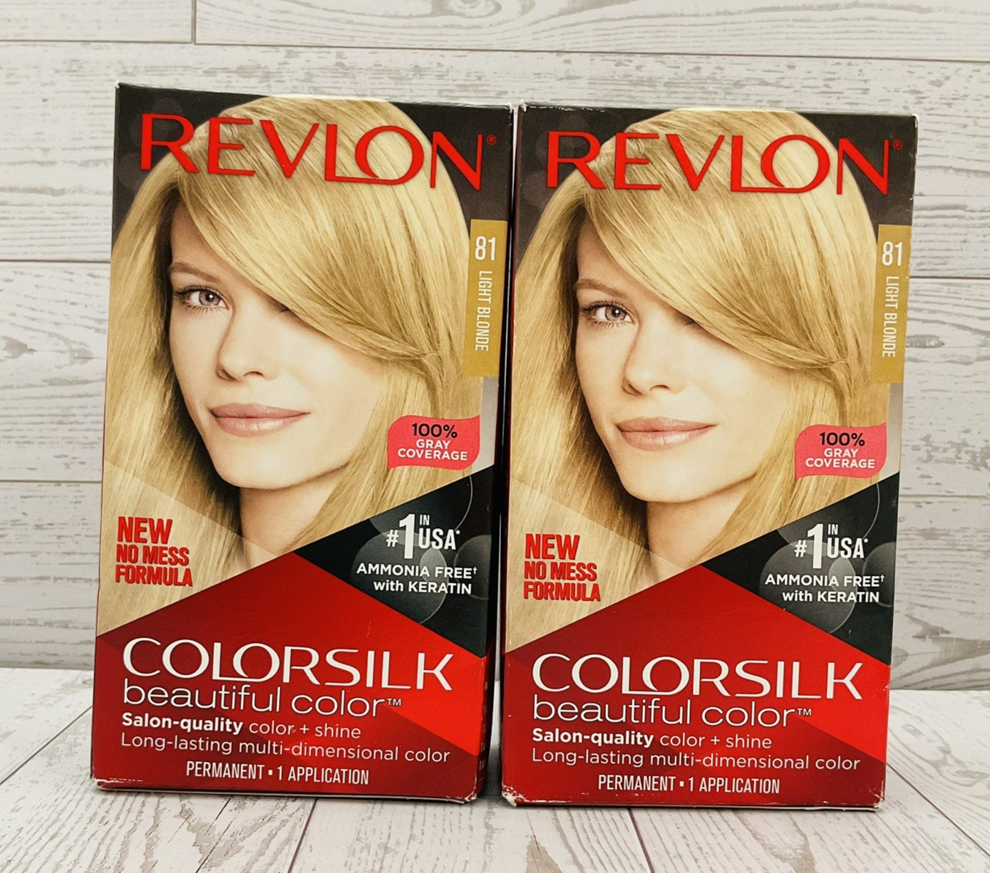 Revlon Colorsilk Permanent Hair Color 3D Dye #81 LIGHT BLONDE (2 Pack)