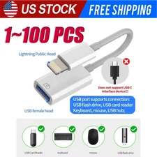 To Camera USB Female OTG Connector Adapter Cable For Apple iPhone iPad iPod lot