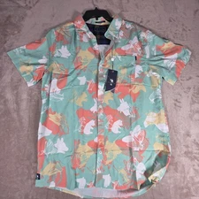William Murray Golf Men's Large Shirt Hawaiian Animal All Over Print Fox Bear