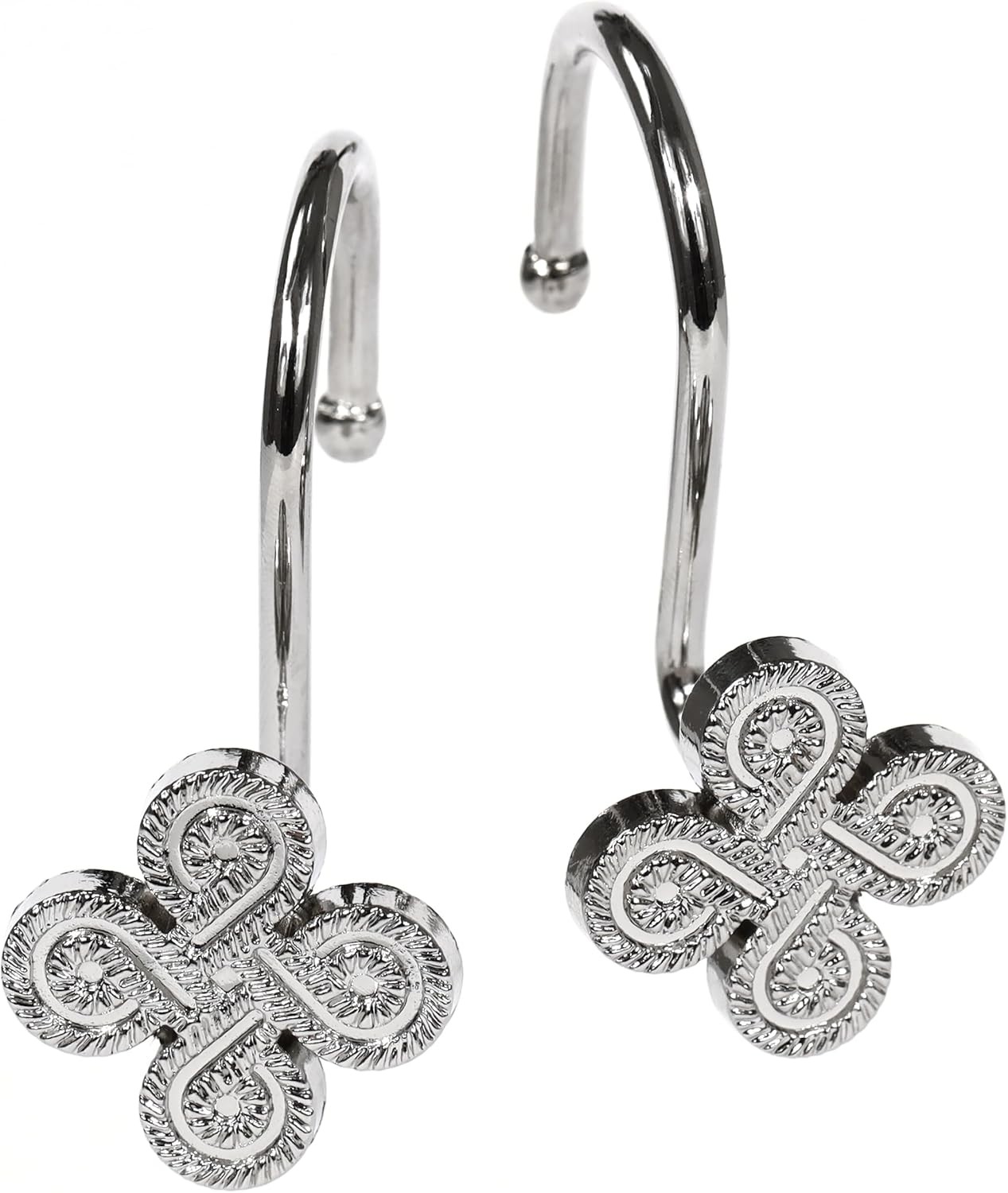 Shower Curtain Hooks Rings: Silver Rust Proof Metal Brushed