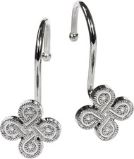 Nickel Shower Curtain Hooks Rings: Silver Rust Proof Metal Brushed