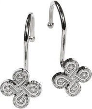 Nickel Shower Curtain Hooks Rings: Silver Rust Proof Metal Brushed 