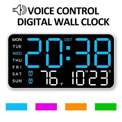 Large Digital Wall Clock LED Temp Date Week Display USB Remote Dual Alarm