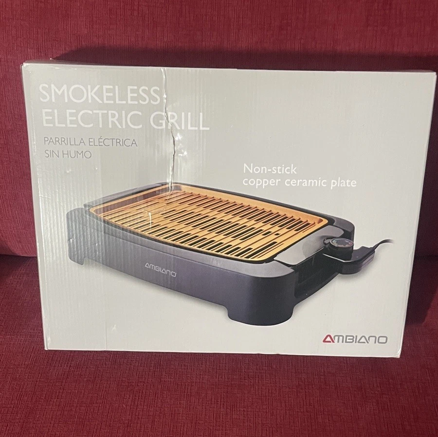🆕 Smokeless Electric Grill Non Stick Copper Ceramic Plate ) Open Box (