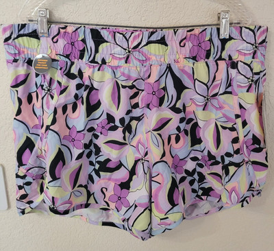Avia Women's Running Shorts w/ Biker Layer Floral Print (Size: 2XL 20) 39''W  4''L