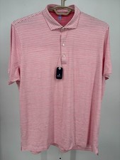 Johnnie-O Seymour Striped Polo Shirt Mens XL Azalea Featherweight JMPO5330 NWT