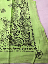 Vintage Made in USA Green Paisley Bandana 100% Cotton RN 14193 Western