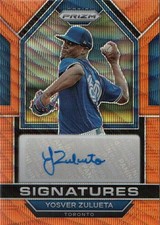 2023 Panini Prizm Baseball Signature Orange Wave AUTO SIGYZ Yosver Zulueta 29/50