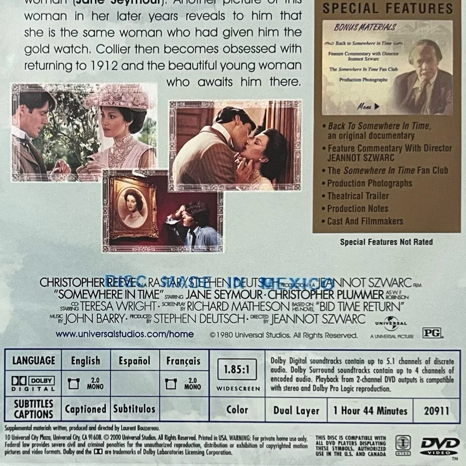 Somewhere In Time (DVD, 1980) Collector’s Edition - NEW SEALED - Image 3 of 3