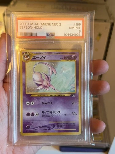 Pokémon TCG Espeon Neo 2 PSA 8 Japanese Holo 2000 #196 Graded Card