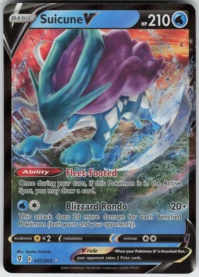 UR-01 Holo Suicune V 031/203 Ultra Rare SWSH07: Evolving Skies