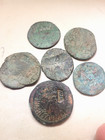Emp.romain lot 6 monnaies contremarquées à désincruster dont 1 As d'Auguste 15BC