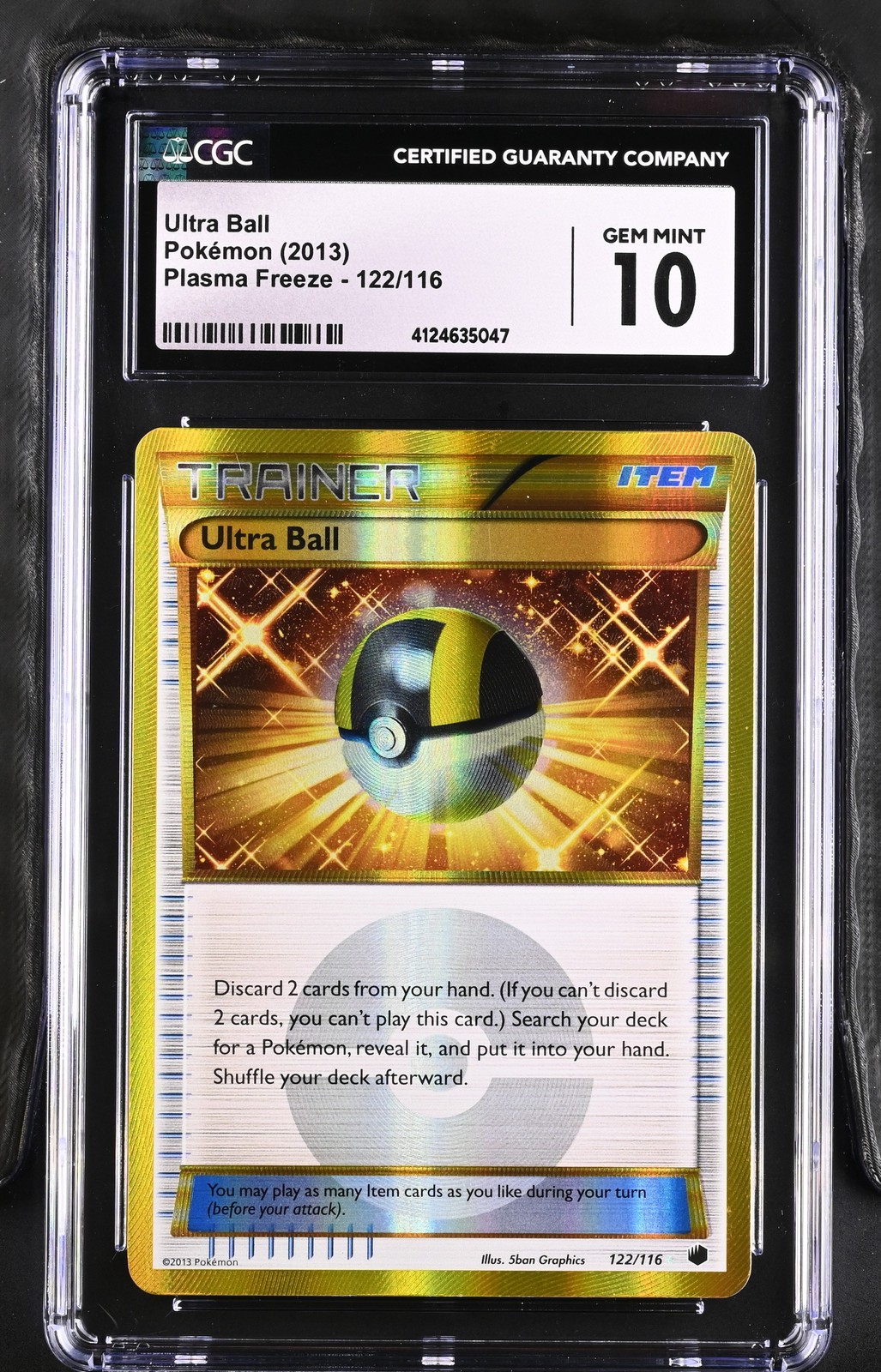 Ultra Ball 122/116 Secret Rare Holo Plasma Freeze Pokemon CGC 10 Gem Mint