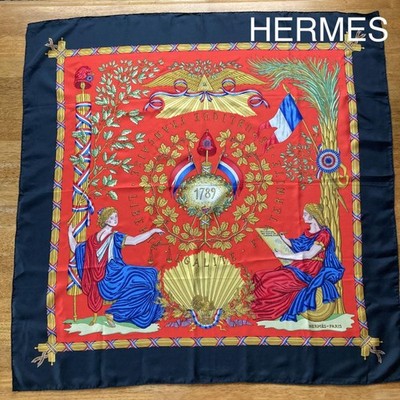 Hermes 1789 French Revolution Scarf Vintage Carre 90cm Red Navy
