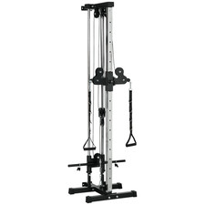 SPORTNOW Wall Mount Cable Station with 15 Positions Adjustable Dual Pulleys