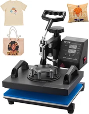 Heat Press, 12X10In Heat Press Machine, Clamshell Sublimation Transfer Printer F