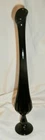 Vintage Fenton Black Glass Swung Thumbprint Pedestal Vase 14"