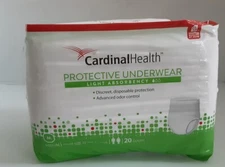 Cardinal Health Protective Underwear Light Absorbency 20 Count Size Med Waist...