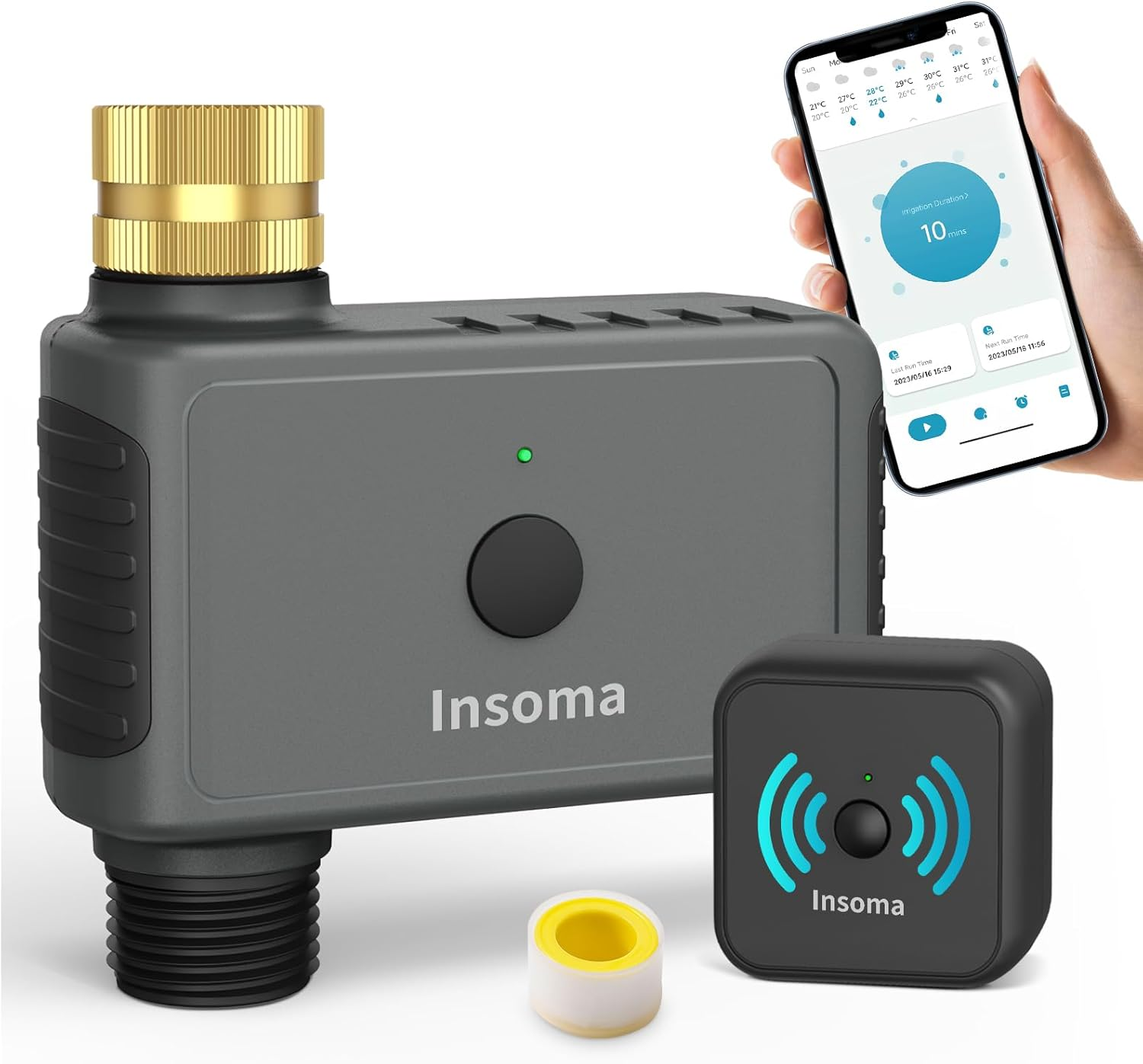 Smart 2.4GHz WiFi Water Timer Brass Inlet 1 Zone Hose Sprinkler Controller