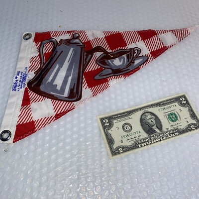 vintage Taylor Made Cup Of Coffee Image Boat Marine Nylon Pennant Flag 9''x17  K