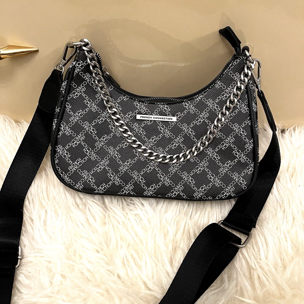 Designer Crescent-shaped Crossbody Chain Handbag