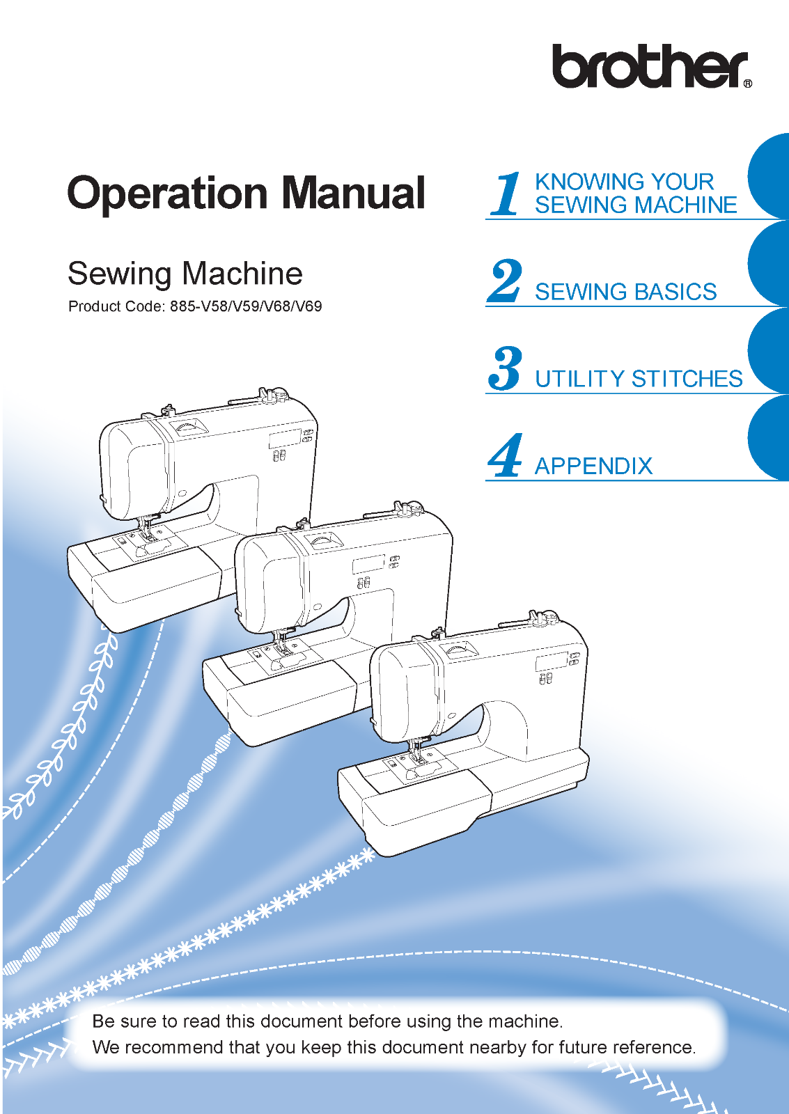 Brother DZ2750 Sewing Manual User Guide Instructions Coil Bound 116 ...