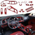 18x Red Carbon Full Set Interior Decor Cover Trim Kit for Dodge Challenger 2015+