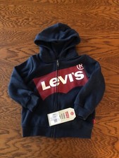 Levi's Hoodie Jeans Toddler Levi Batwing Logo Zip Navy Jacket Coat 24M 25 NWT