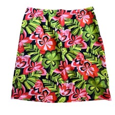 TALBOTS Women's Black Pink Green Floral Print Skirt Size 8