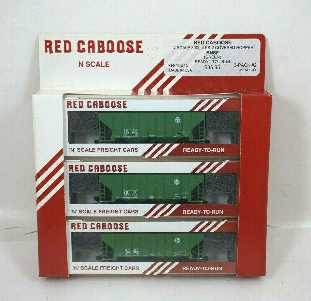 NOS Red Caboose BNSF N Scale 3000cf Covered Hopper Car Set - RN-15015 - Pack #2