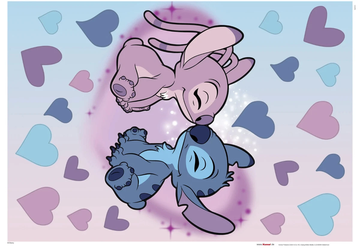 Juego de calcomanías de vinilo de 50x70 cm de decoración de amor de Disney Stitch & Angel de 22 piezas