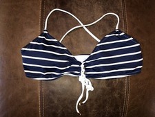 Polo Ralph Lauren Navy White Stripped Nautical Bikini Swim Top Sz M Beach Vacay