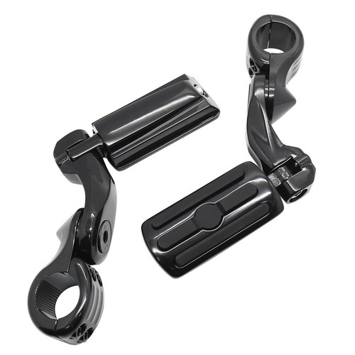 1.25" 32mm Front Crash Bar Foot Pegs W/ Mounts Full Black For Harley Indian KTM - Bild 3 von 12