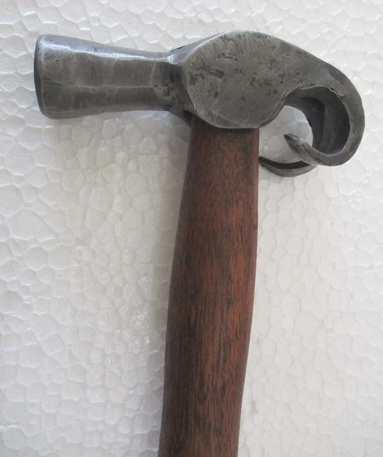 ANTIQUE OLD CLAW HAMMER TOOL ANIMAL FACE CURVED HORNS FIGURAL