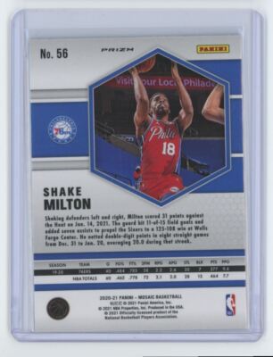 2020-21 Panini Mosaic Blue Reactive Shake Milton . Philadelphia