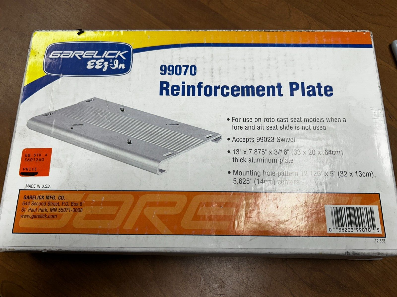 Garelick EEZ-In Marine Aluminum Reinforcement Plate 99070 Fishing Seat Mount
