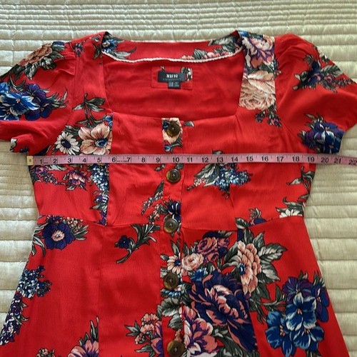 Maeve Anthropologie Caldwell Button Down Dress Coral Red Floral Women's 12P - Picture 9 of 12