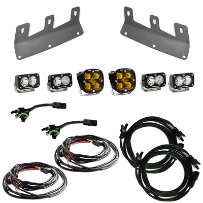 Baja Designs Amber SAE Squadron/S2 Combo Fogs/Brackets/Toggle For Ford Bronco