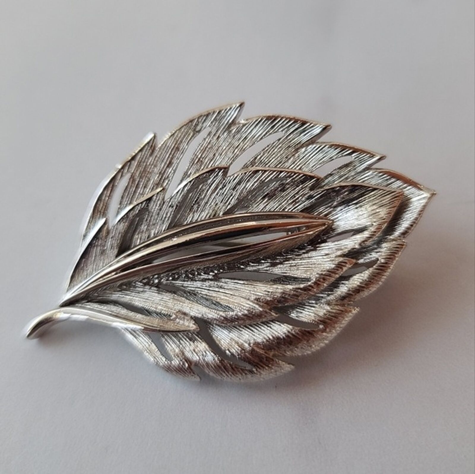 Vintage Monet Silver Leaf Brooch - image 5