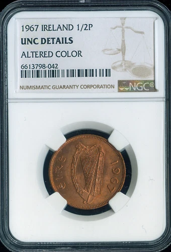 1967 Ireland Half Penny 1/2p NGC UNC Details Quality