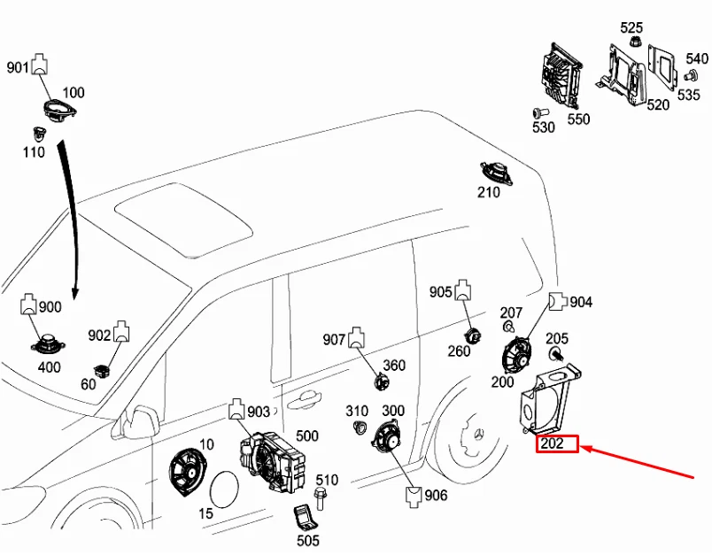 NEW MERCEDES-BENZ VITO W447 REAR LEFT LOUDSPEAKER BRACKET  