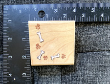 INKADINKADO WM Rubber Stamp 6556M Dog Paws Bones Corner Frame NEW VTG