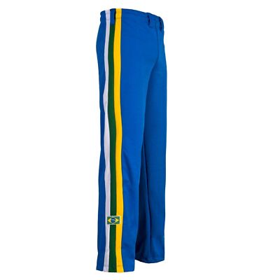 Unisex Blue Brazil Capoeira Abada Martial Arts Elastic Trousers Pants 6 Sizes