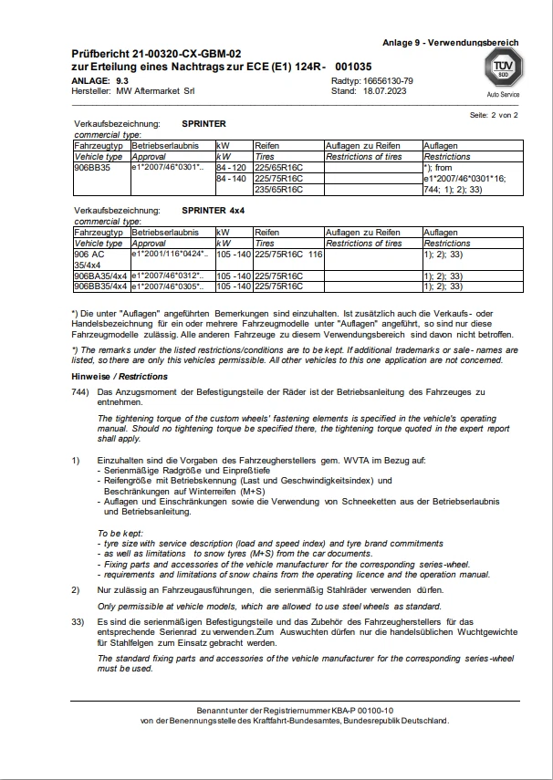 Felge MB- Sprinter 906BA35 / 906BB35 / 906BA50 / 906BB50 6,5Jx16 6x130 ET54 - Bild 3 von 4