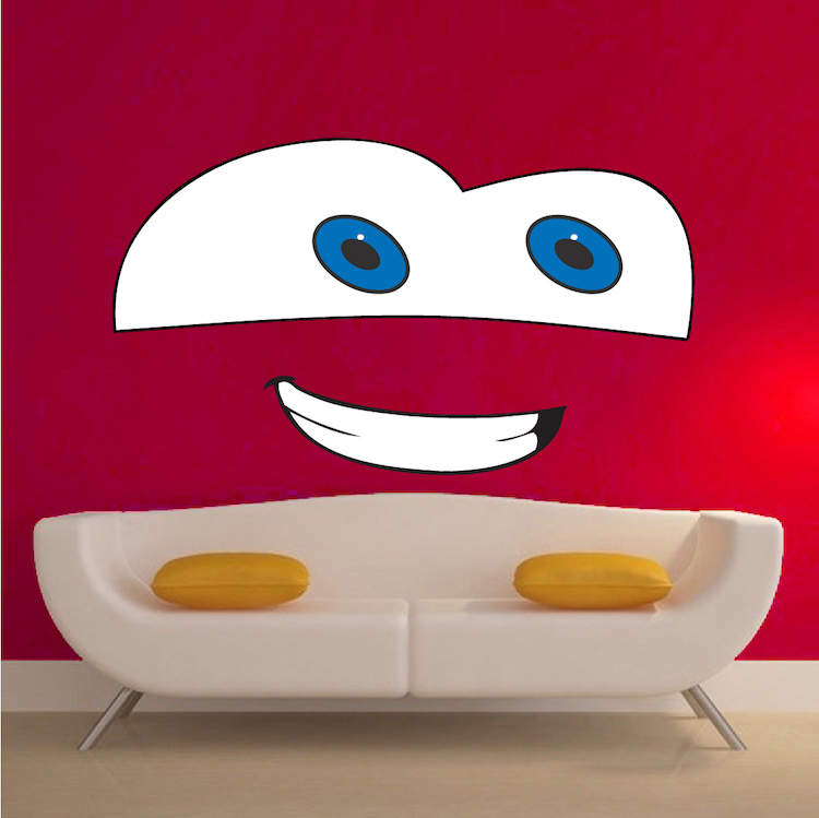 S Face Cartoon Wall Decal Lightning Mcqueen Pixar Kids Room Movie, E32